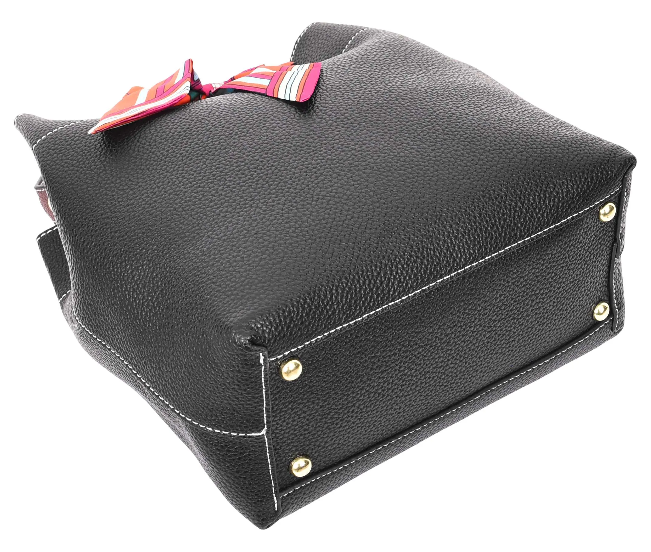 Adele  Women's Faux Leather Large Tote Cosmetics Shoulder Bag Black