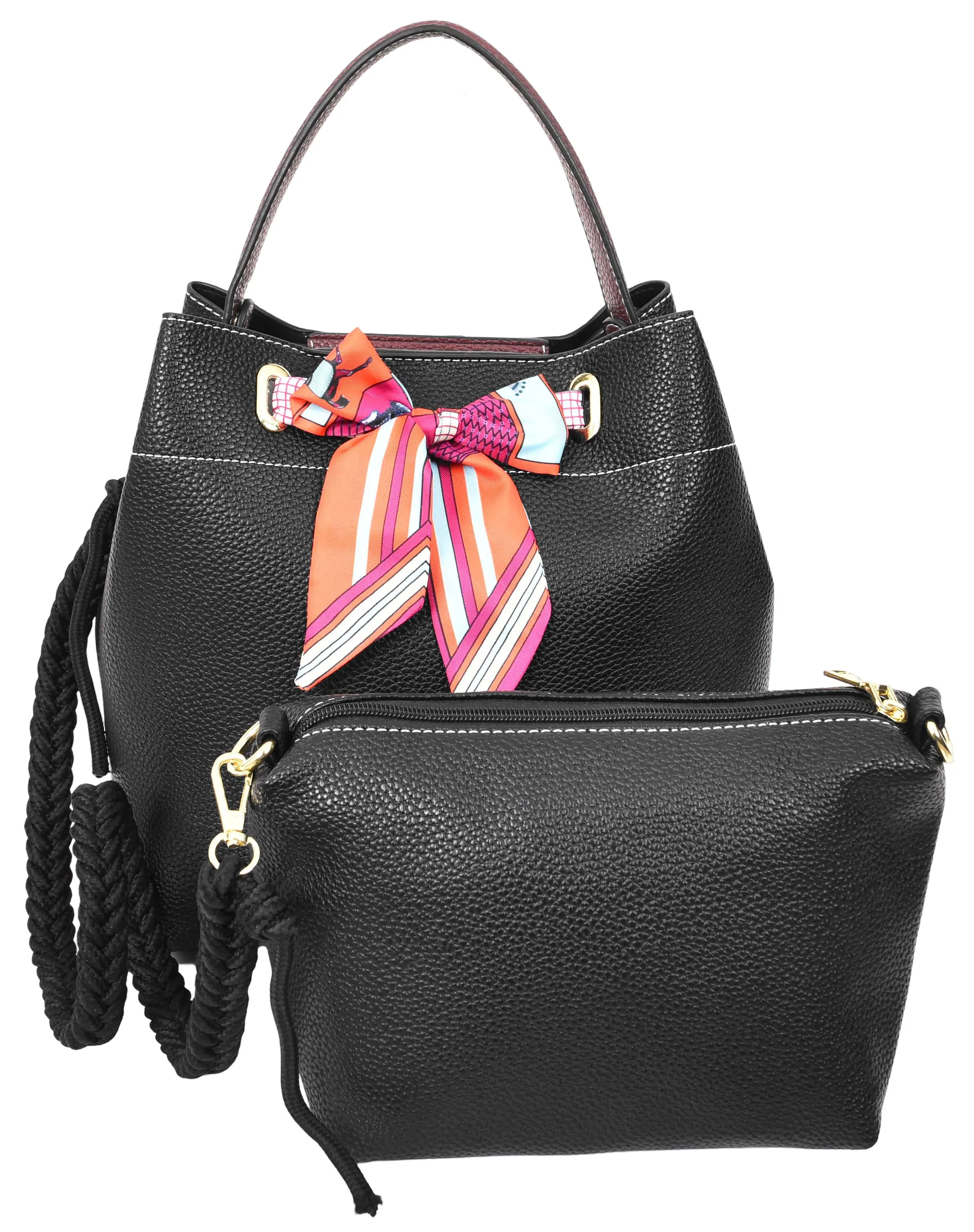Adele  Women's Faux Leather Large Tote Cosmetics Shoulder Bag Black