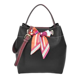 Adele  Women's Faux Leather Large Tote Cosmetics Shoulder Bag Black