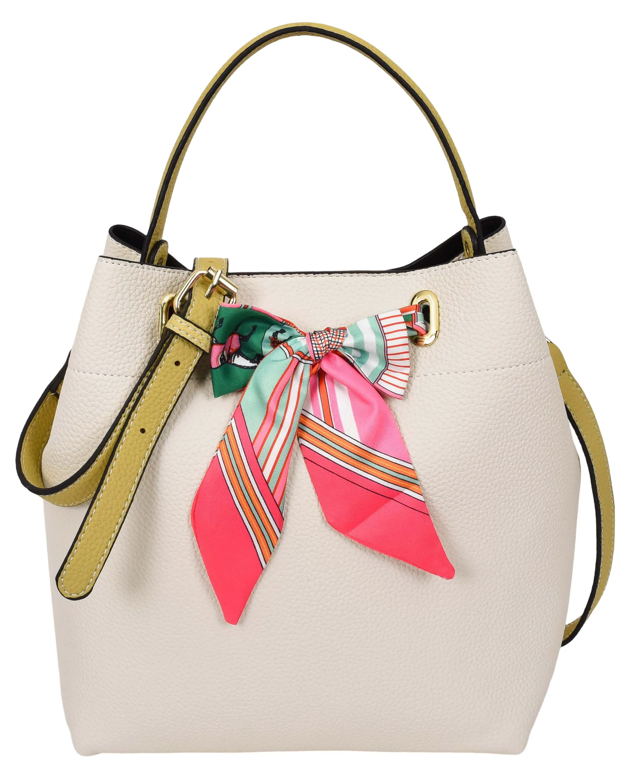 Adele  Women's Faux Leather Large Tote Cosmetics Shoulder Bag Off  White
