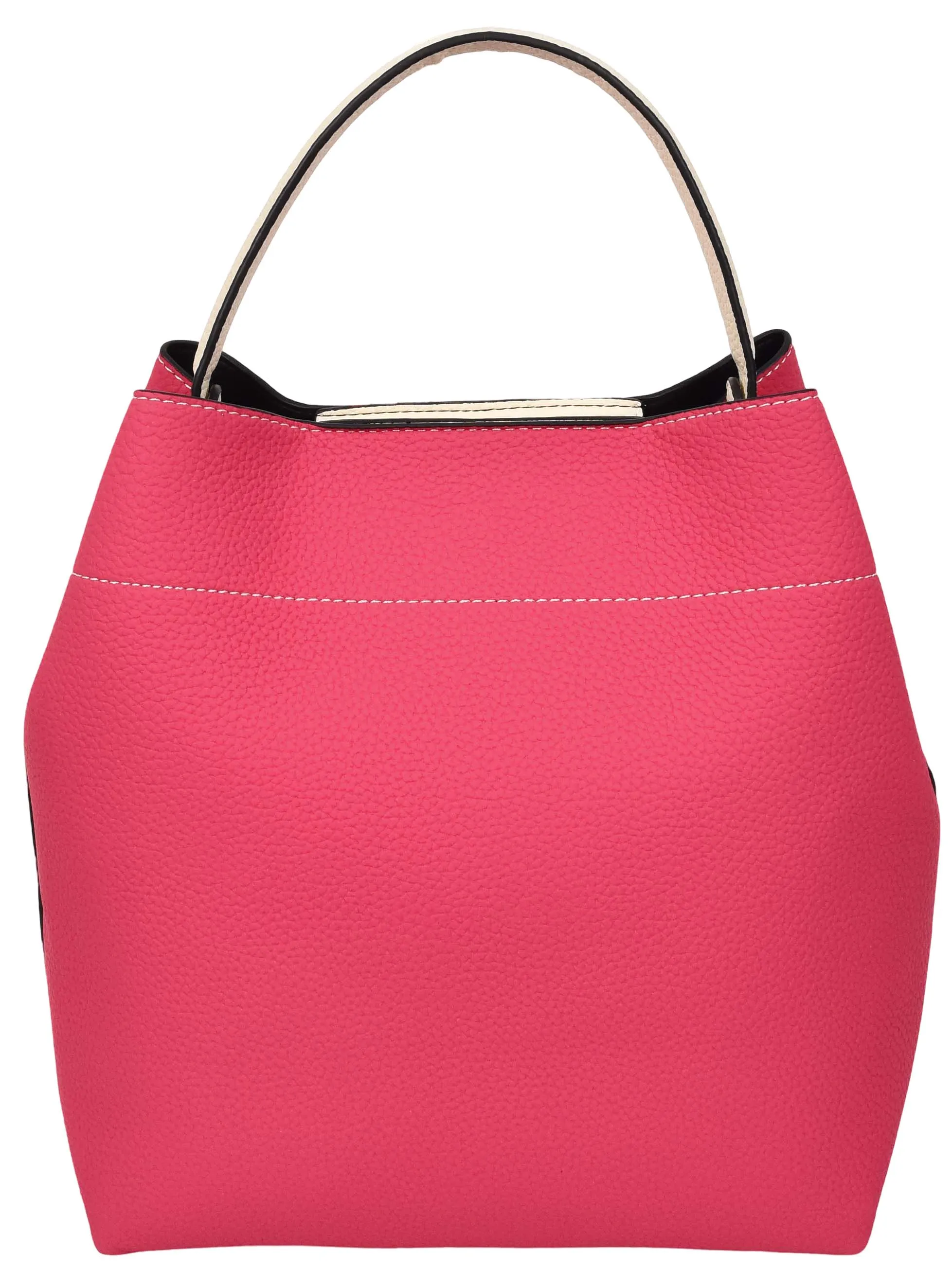 Adele  Women's Faux Leather Large Tote Cosmetics Shoulder Bag Pink