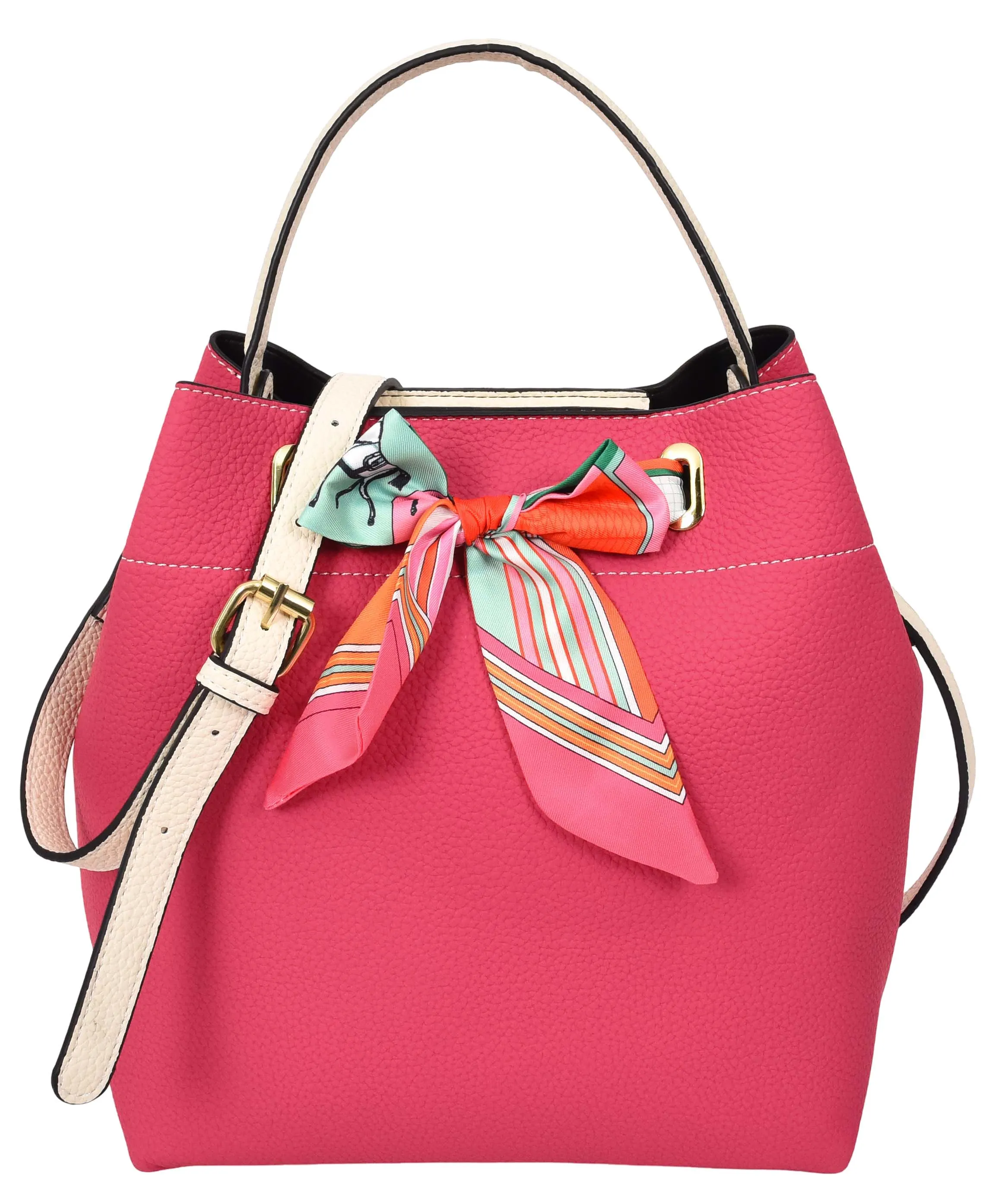 Adele  Women's Faux Leather Large Tote Cosmetics Shoulder Bag Pink