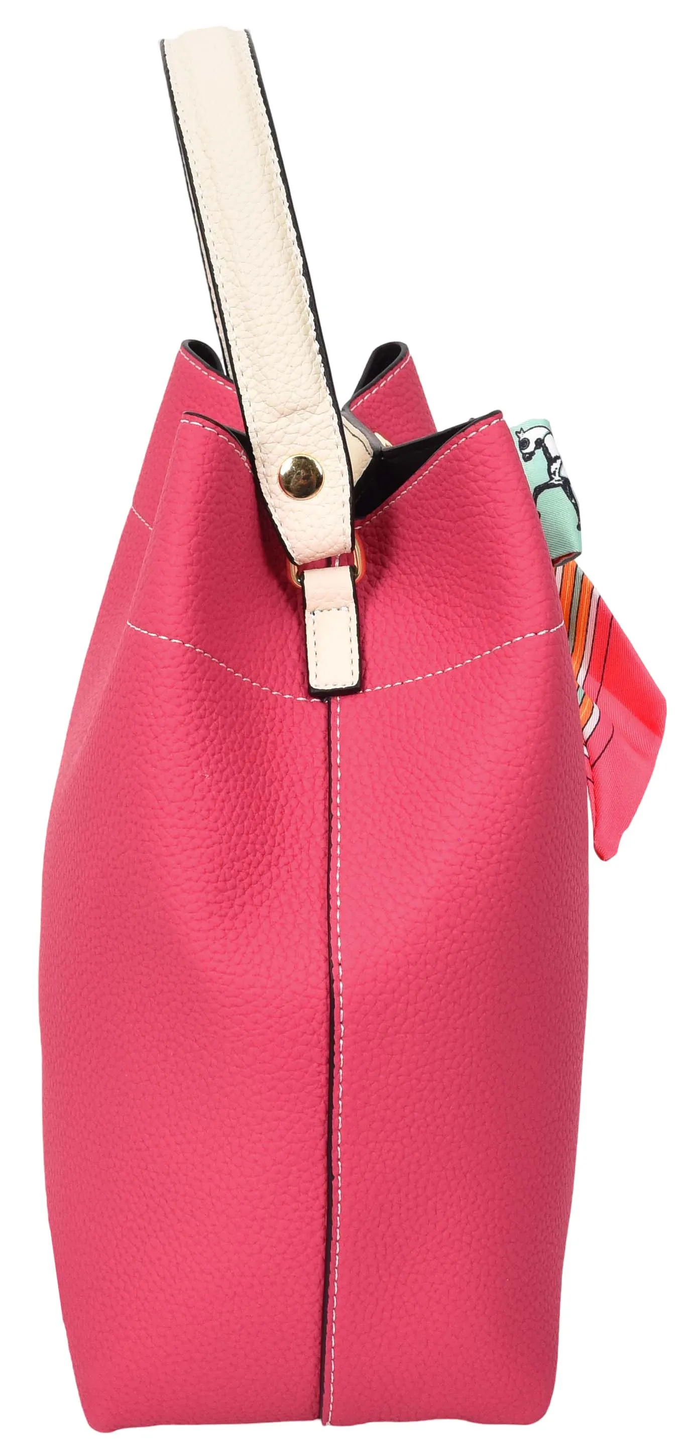 Adele  Women's Faux Leather Large Tote Cosmetics Shoulder Bag Pink