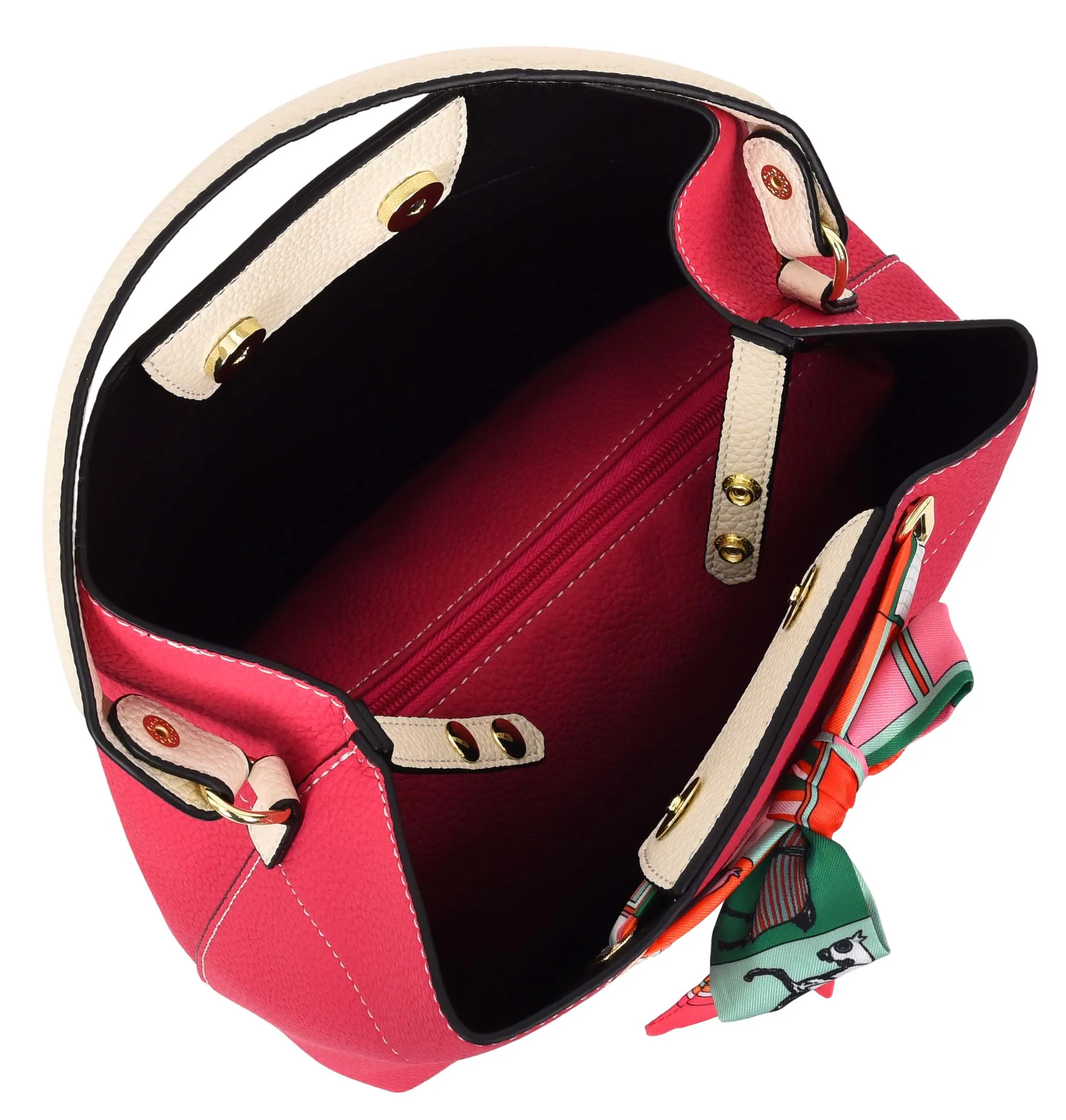 Adele  Women's Faux Leather Large Tote Cosmetics Shoulder Bag Pink