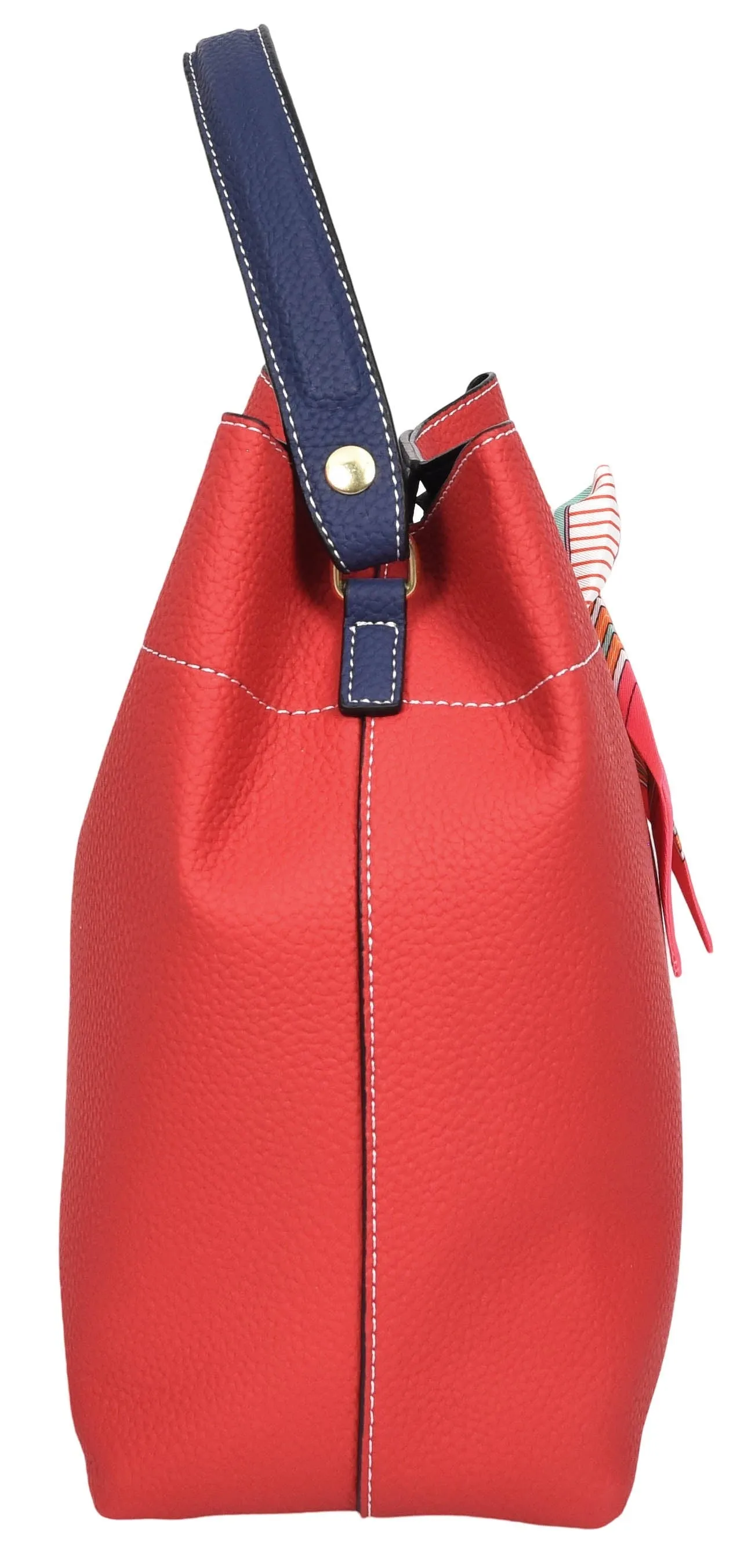 Adele  Women's Faux Leather Large Tote Cosmetics Shoulder Bag Red