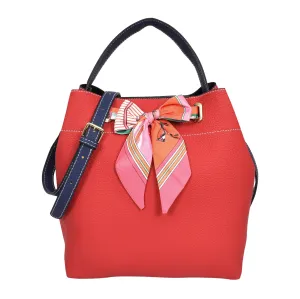 Adele  Women's Faux Leather Large Tote Cosmetics Shoulder Bag Red