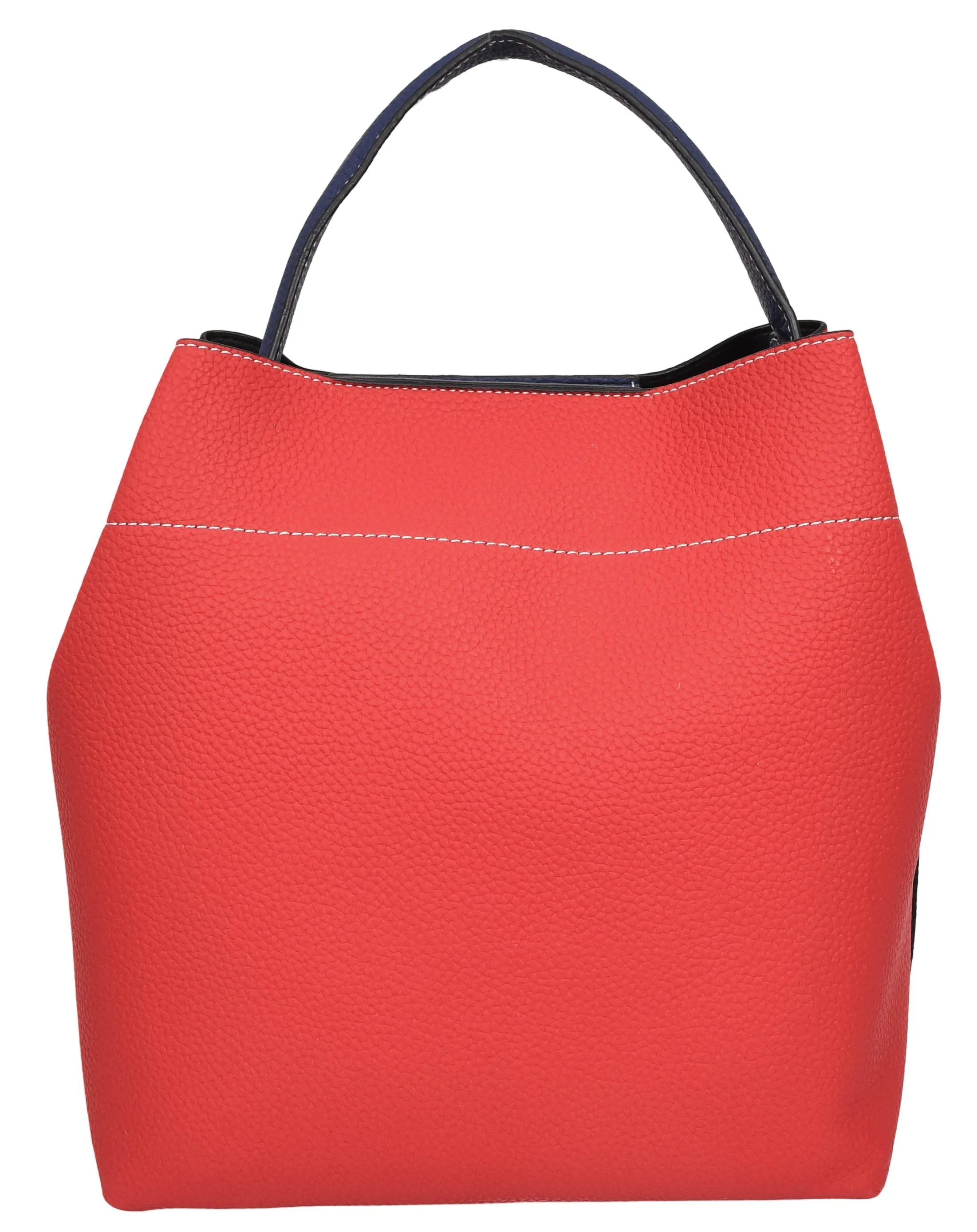 Adele  Women's Faux Leather Large Tote Cosmetics Shoulder Bag Red