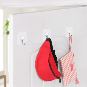 Adhesive Hooks Key Hooks Coat Hooks Heavy Duty Wall Hooks Stainless Steel Waterproof Wall Hangers for Robe, Coat, Towel, Keys, Bags, Home, Kitchen, Bathroom - 16-Pack