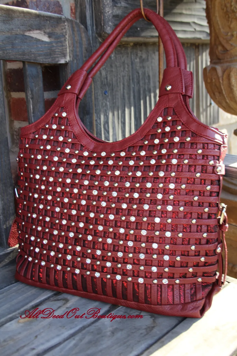 ADO | Studs & Stones Purse Burgundy