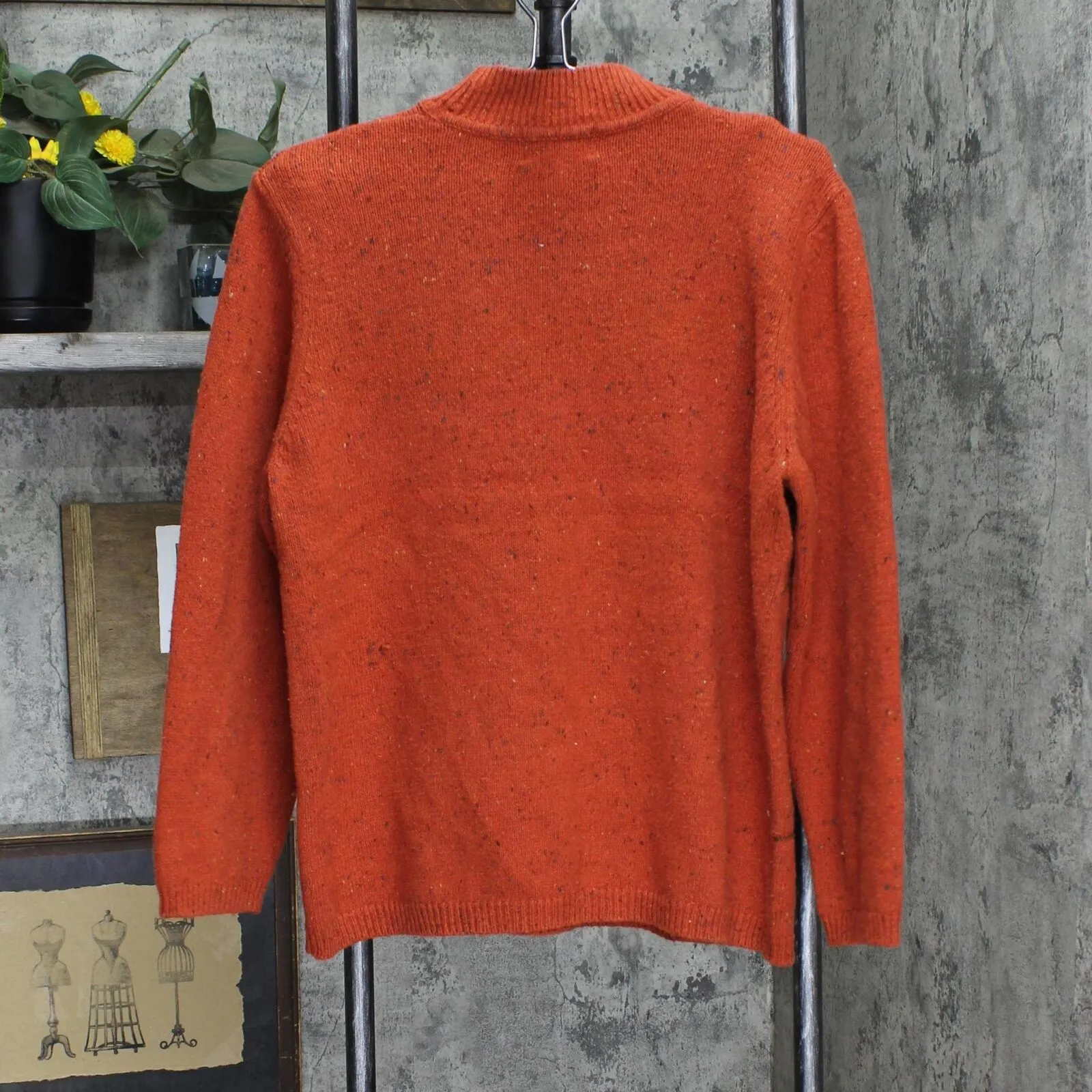 Alfred Dunner Fall Embroidered Vintage Turtleneck Pullover Sweater Orange L