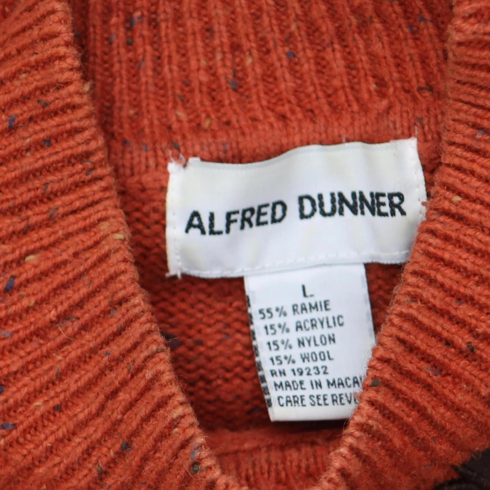 Alfred Dunner Fall Embroidered Vintage Turtleneck Pullover Sweater Orange L