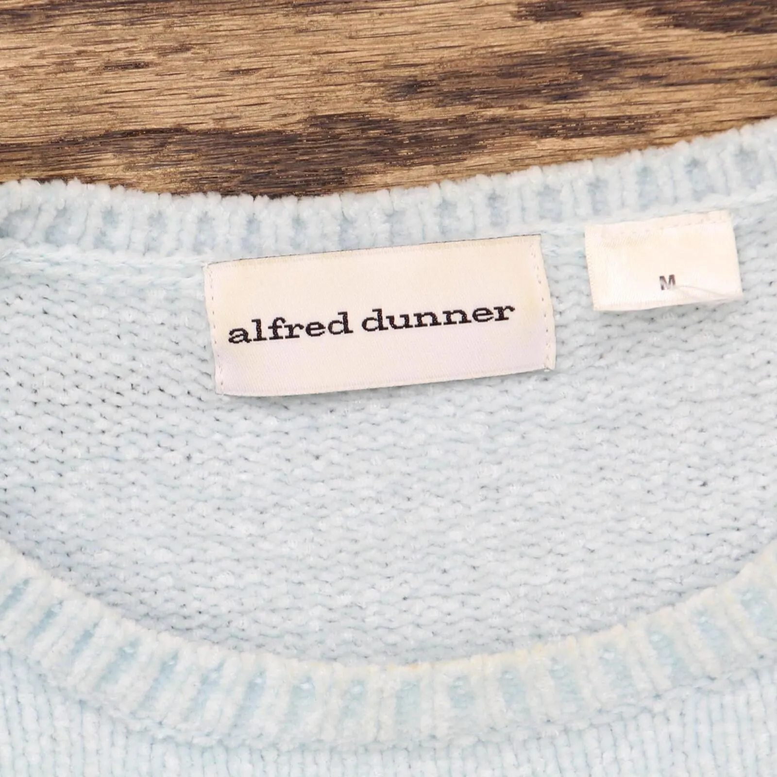 Alfred Dunner Womens Pullover Chenille Embroidered Sweater Blue Multi M