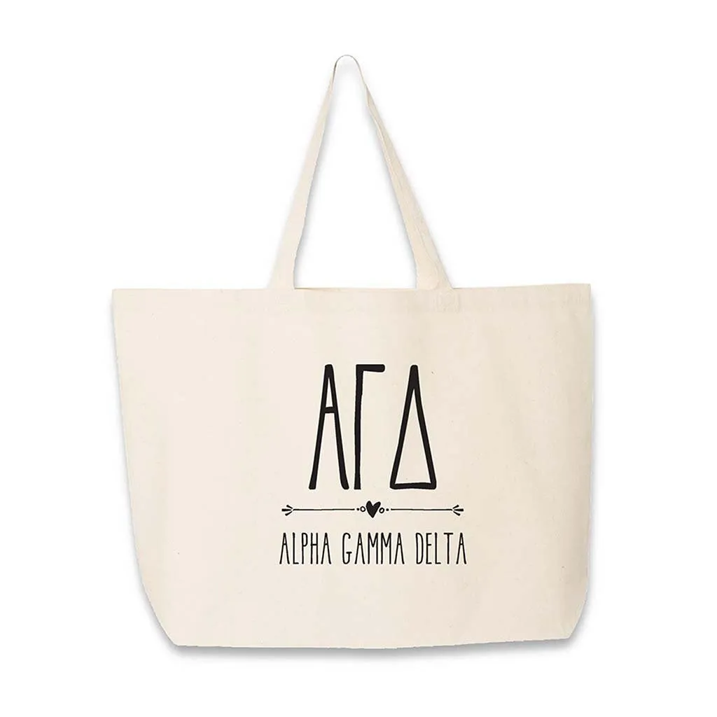 Alpha Gamma Delta Stylized Sorority Greek Letters Printed Canvas Bag