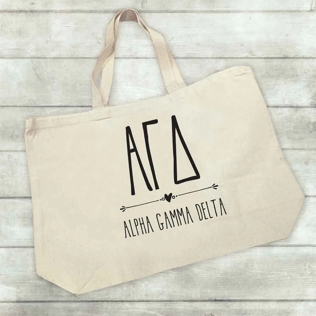 Alpha Gamma Delta Stylized Sorority Greek Letters Printed Canvas Bag