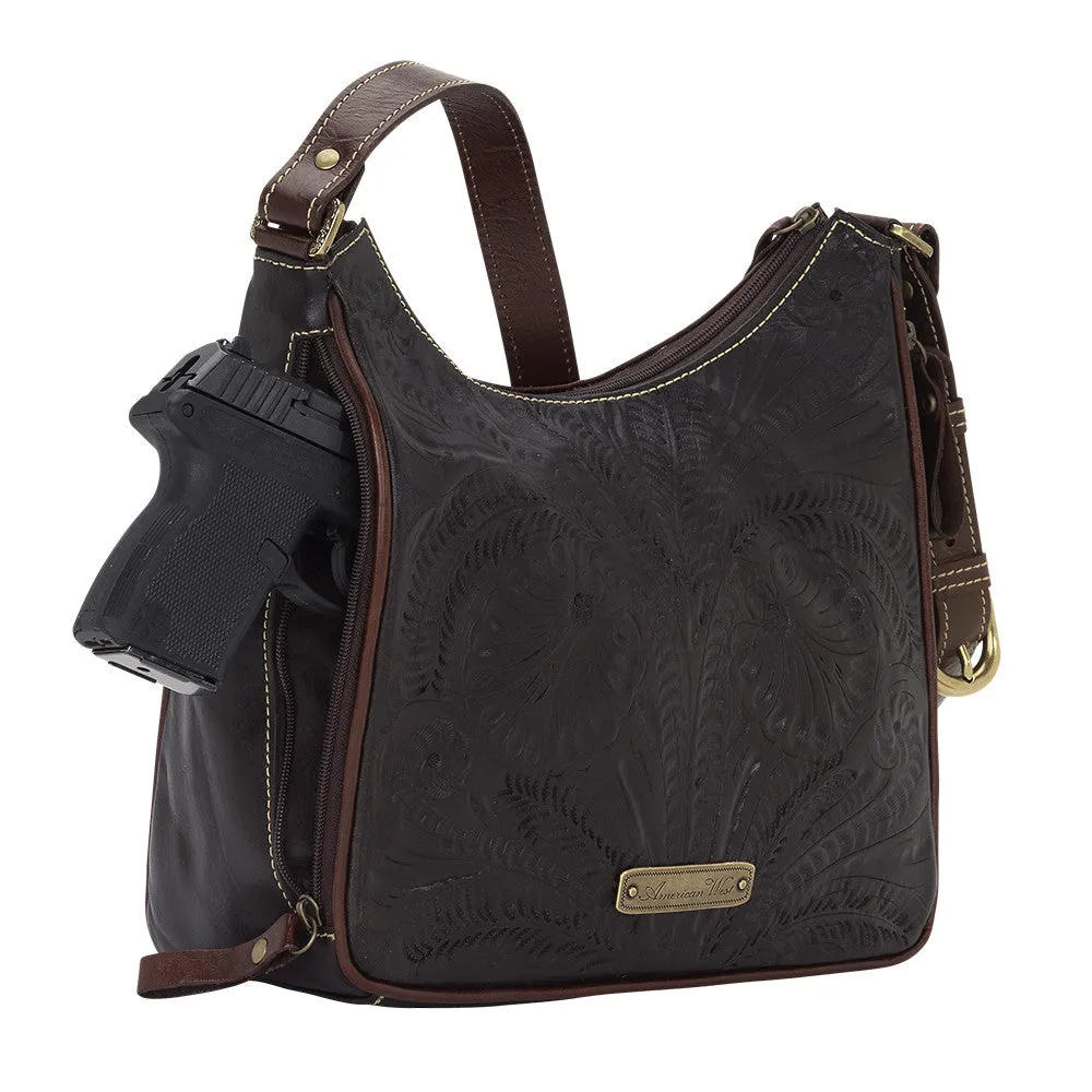 American West Handbag Annie's Secret Collection: Leather Shoulder Bag Tooled