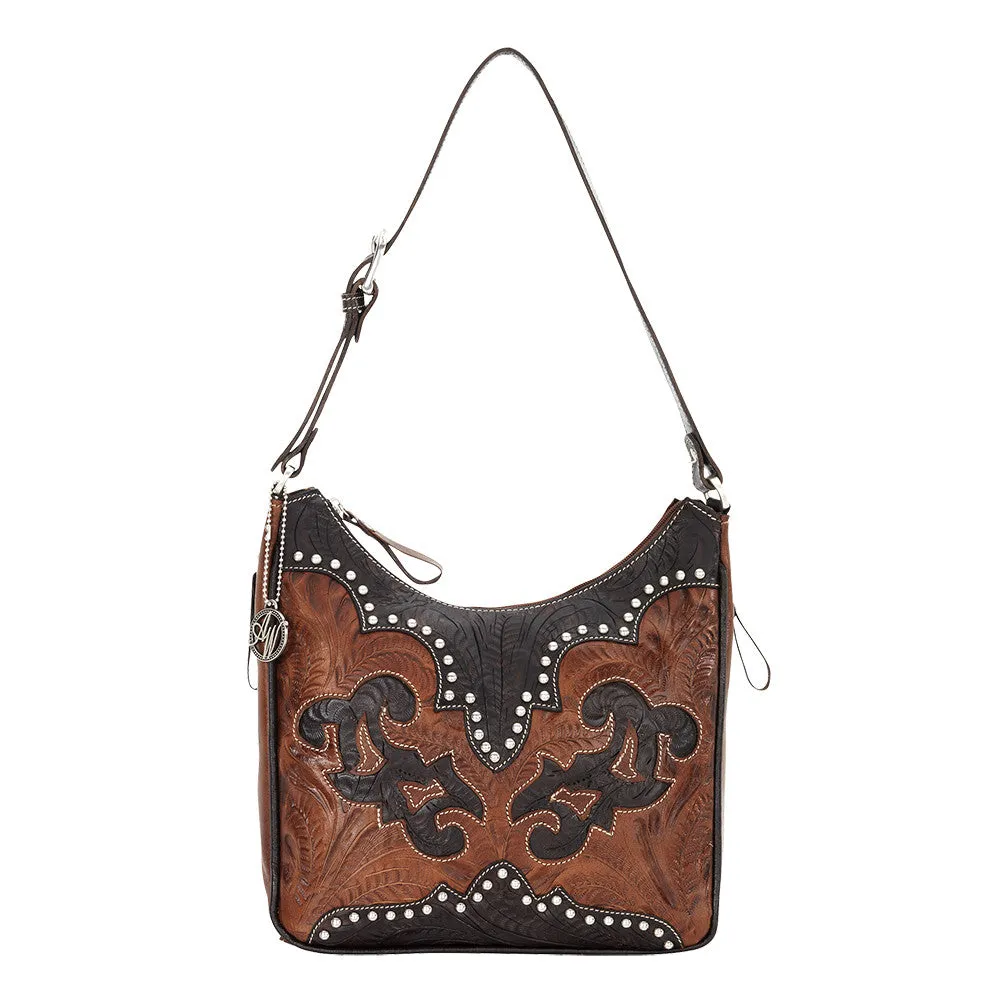 American West Handbag Annie's Secret Collection: Leather Shoulder Bag Tooled