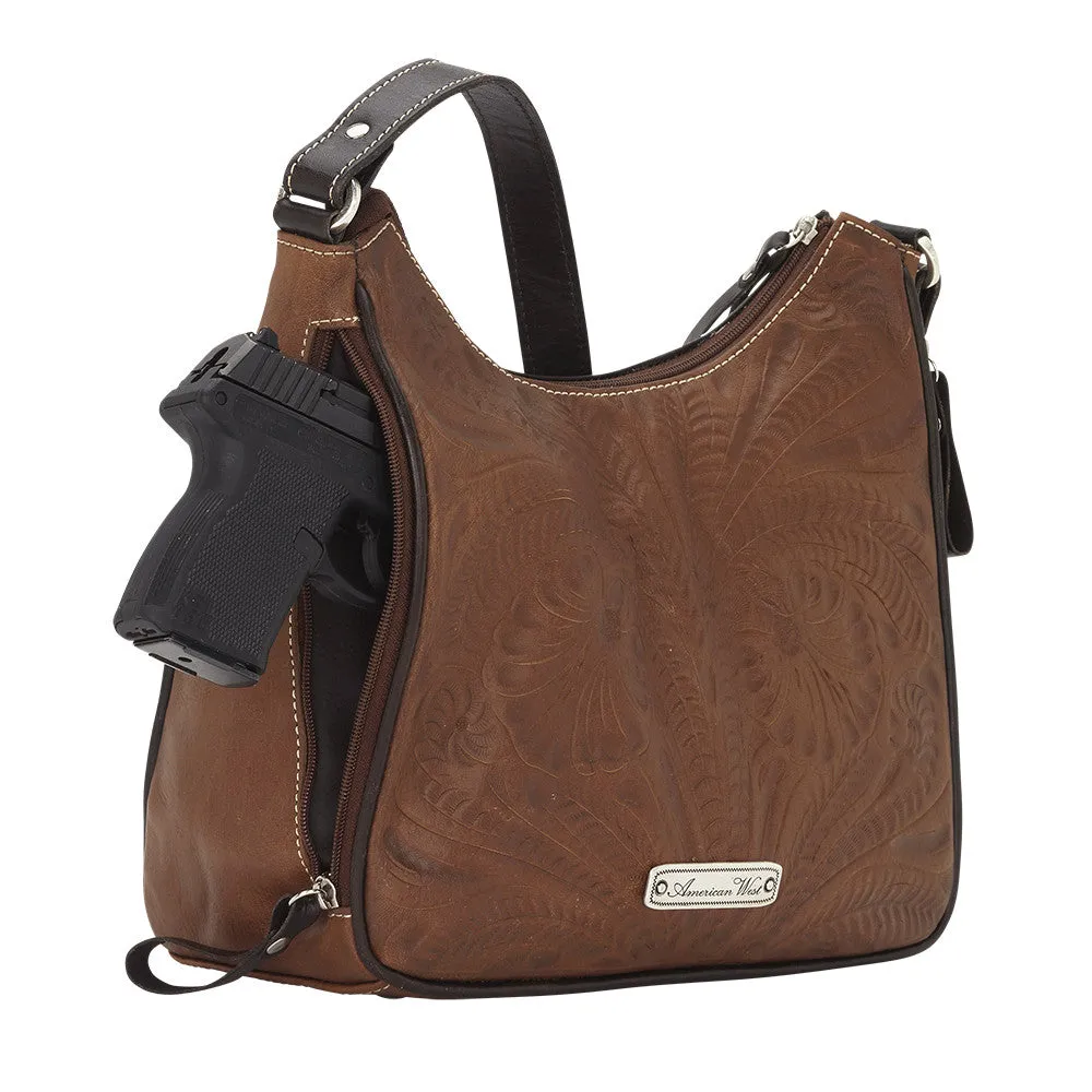American West Handbag Annie's Secret Collection: Leather Shoulder Bag Tooled
