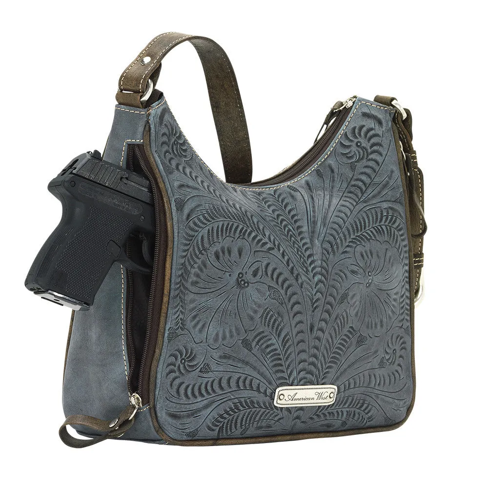 American West Handbag Annie's Secret Collection: Leather Shoulder Bag Tooled