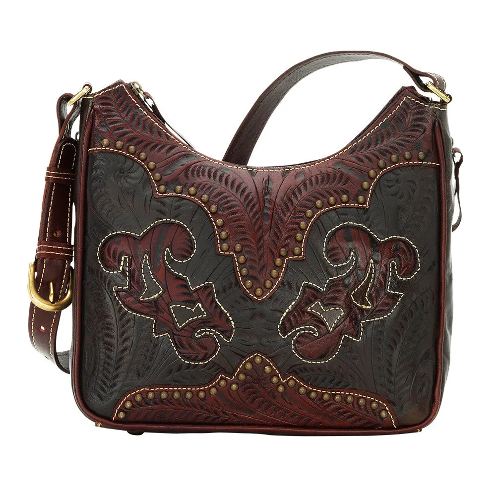 American West Handbag Annie's Secret Collection: Leather Shoulder Bag Tooled