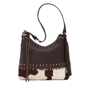American West Handbag Wild Horses Collection: Leather Zip Top Shoulder Hair on Hide