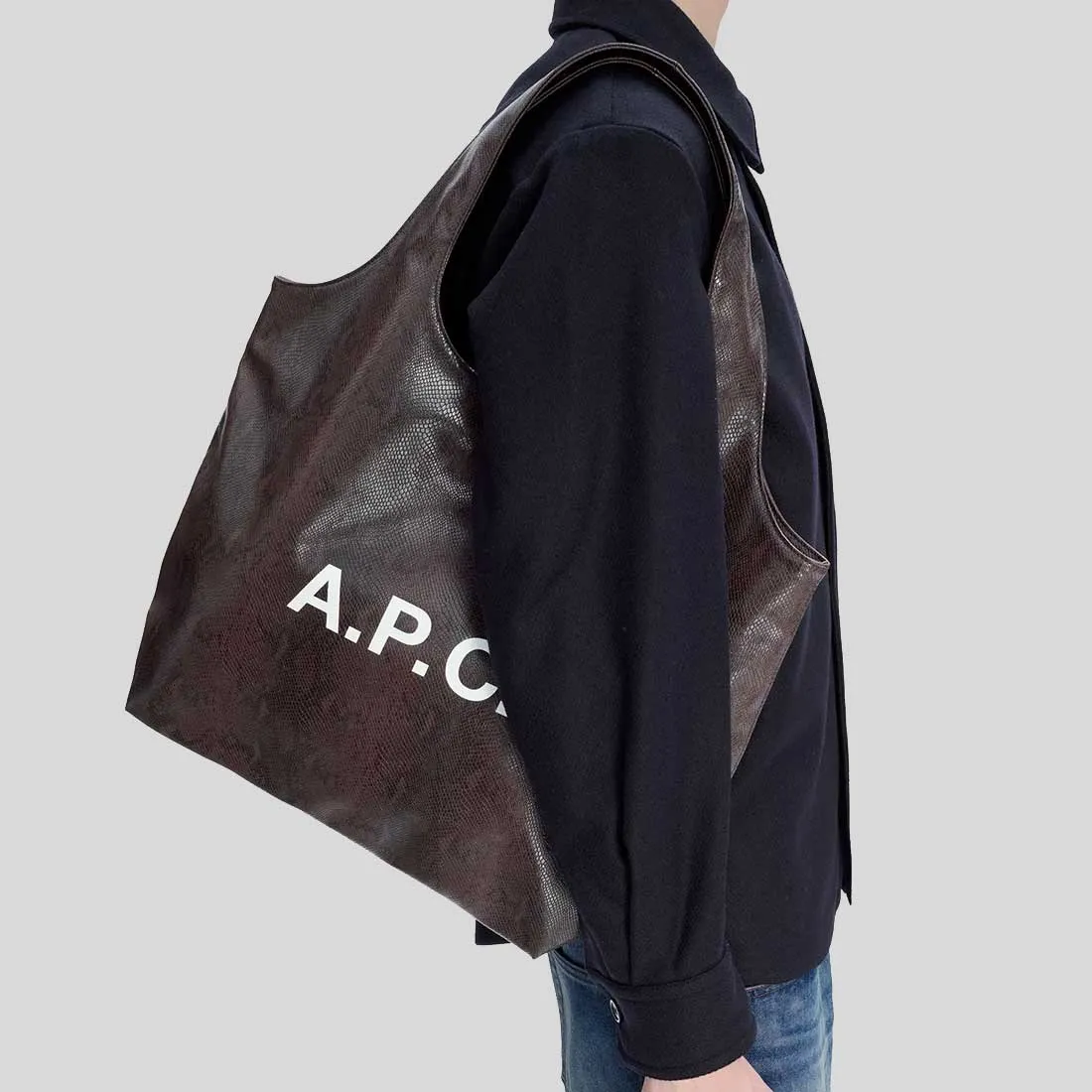 A.P.C. Ninon Tote Bag Python-Embossed Blackberry RB-PUABNM61565HAJ