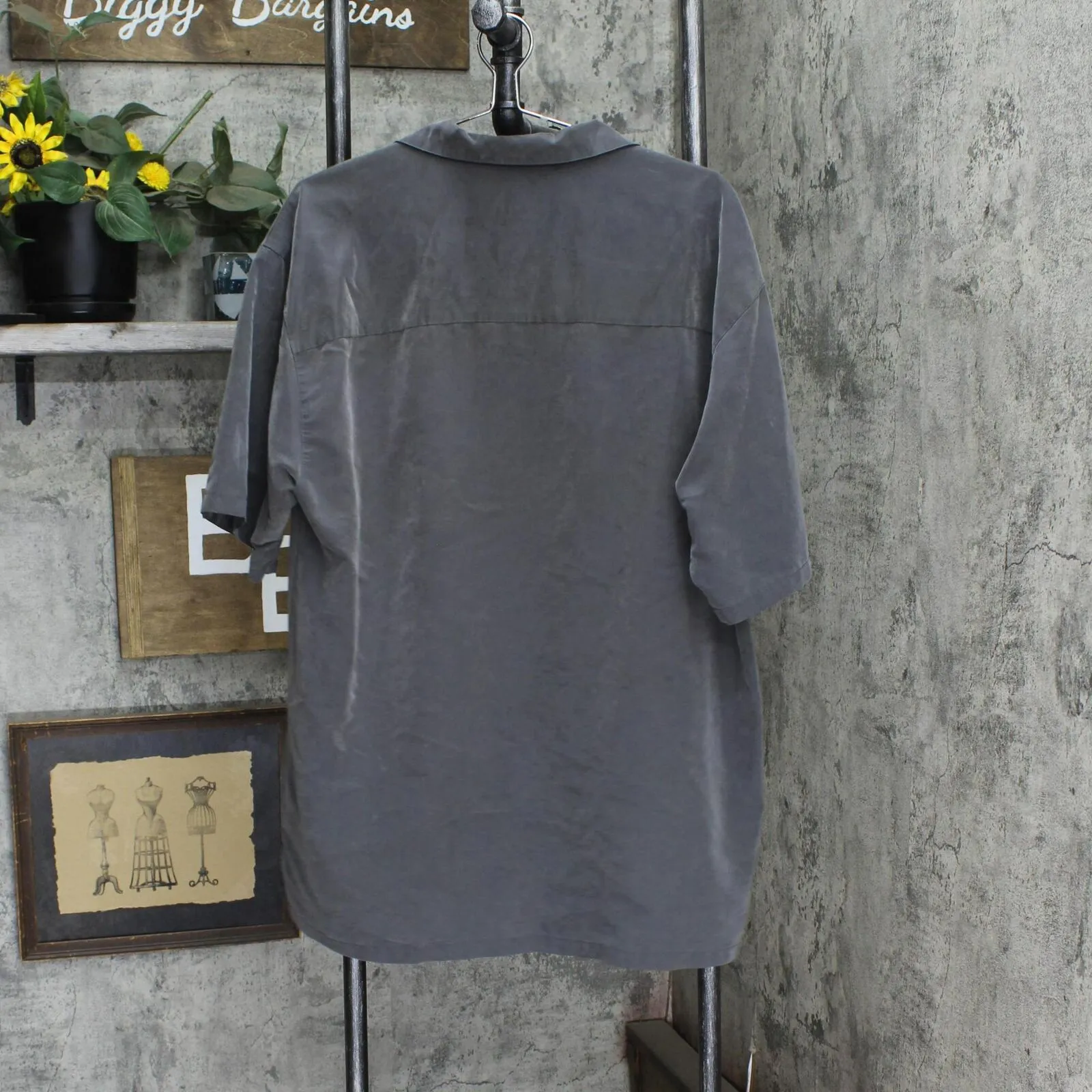 Ashworth Mens Suede Kahlua Embroidered Camp Shirt 1666b9dd45defb Gray L