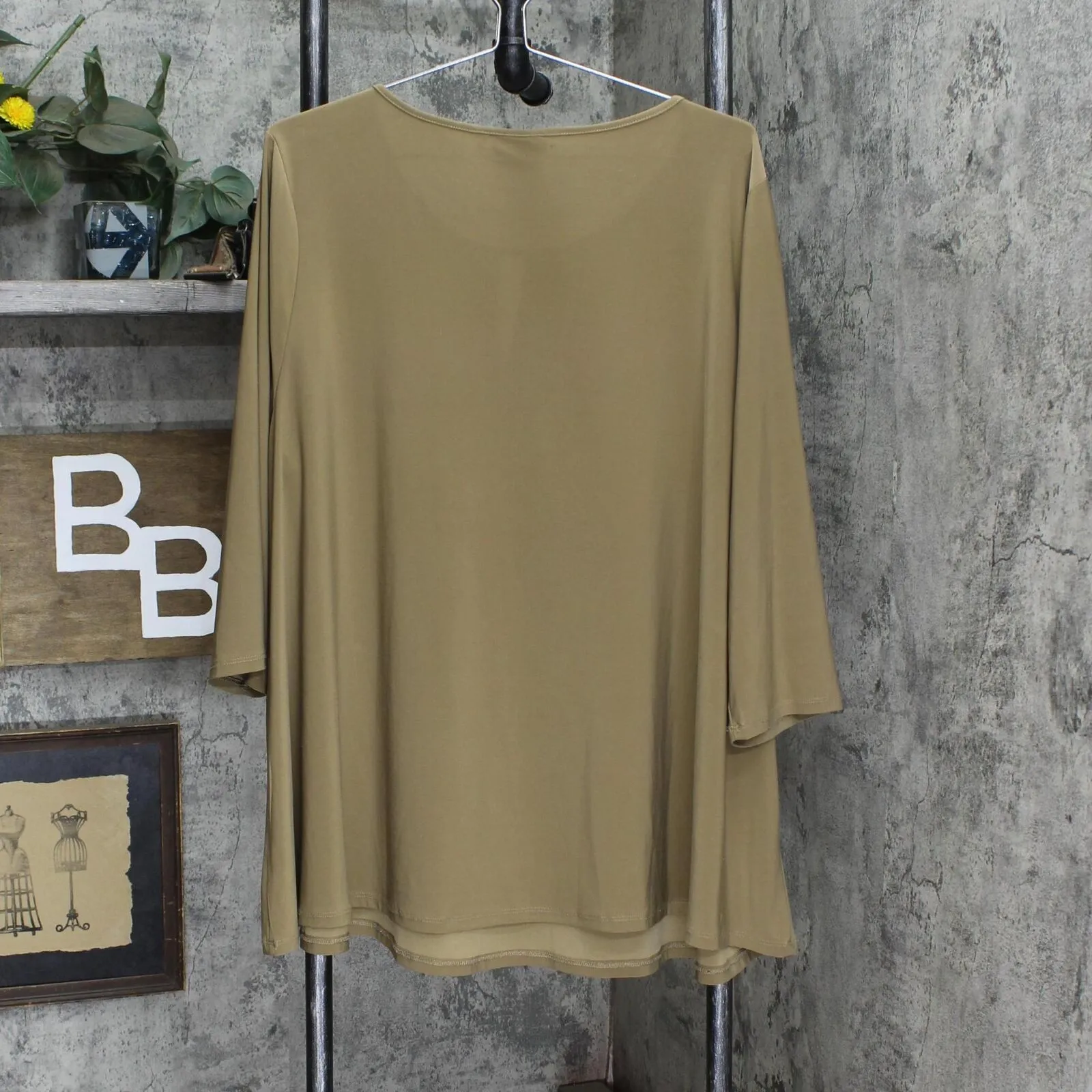 Attitudes By Renee Womens Knit BlouseTop Shirt 166a68c5f557e0 Tan Brown 2X