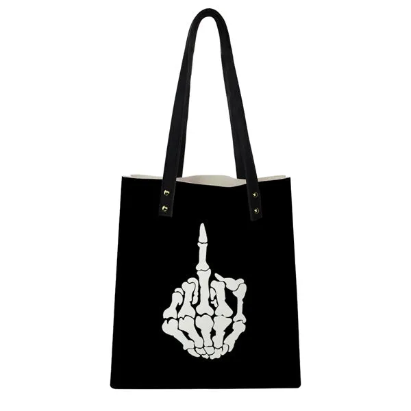 Bad-Ass Skeleton Middle Finger Tote Bag