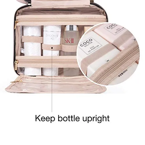 BAGSMART Toiletry Bag Travel Bag with hanging hook, Pink