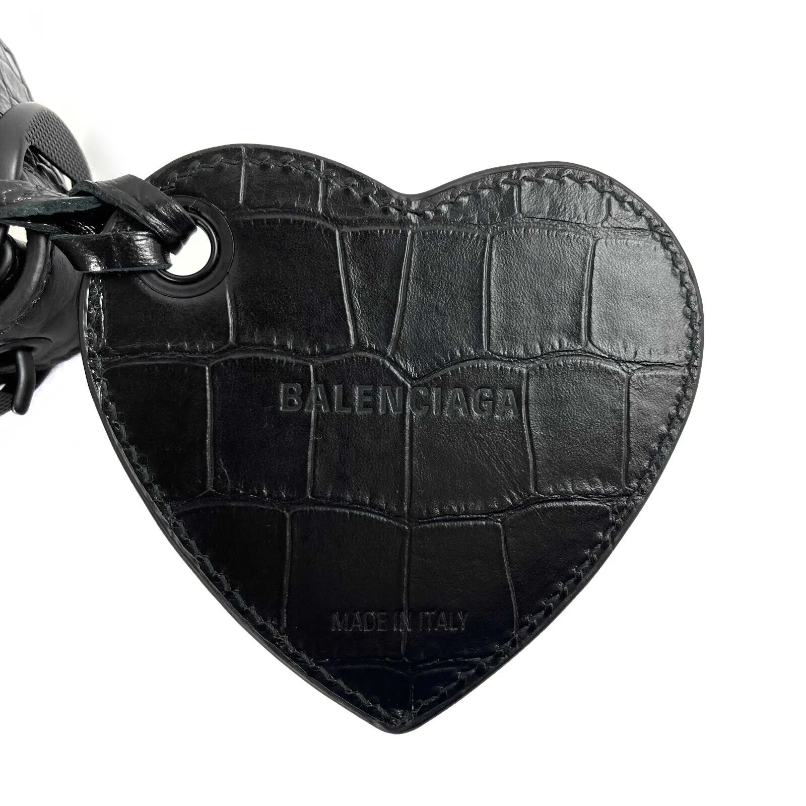 Balenciaga - Le Cagole XS Black Shoulder Bag Crocodile Embossed