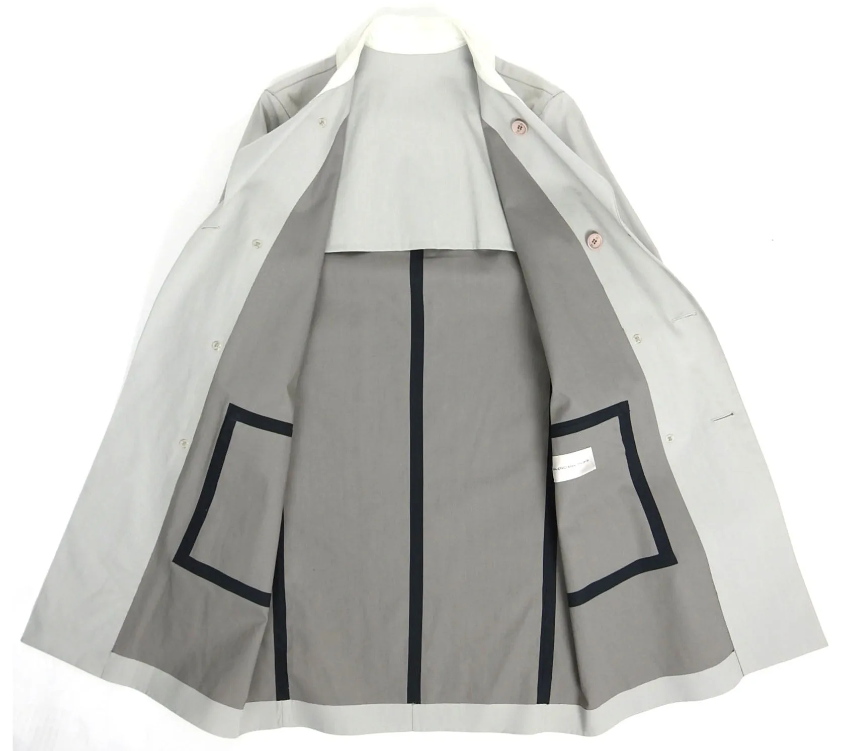 Balenciaga Taped Seam Trench with Leather Detailing Grey 48