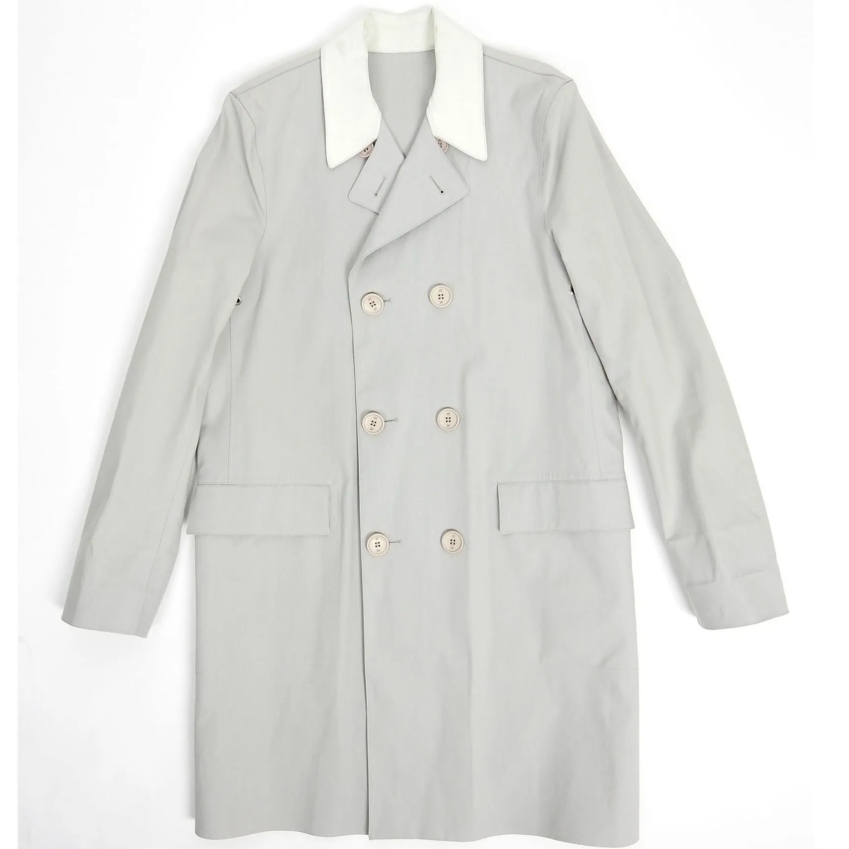 Balenciaga Taped Seam Trench with Leather Detailing Grey 48