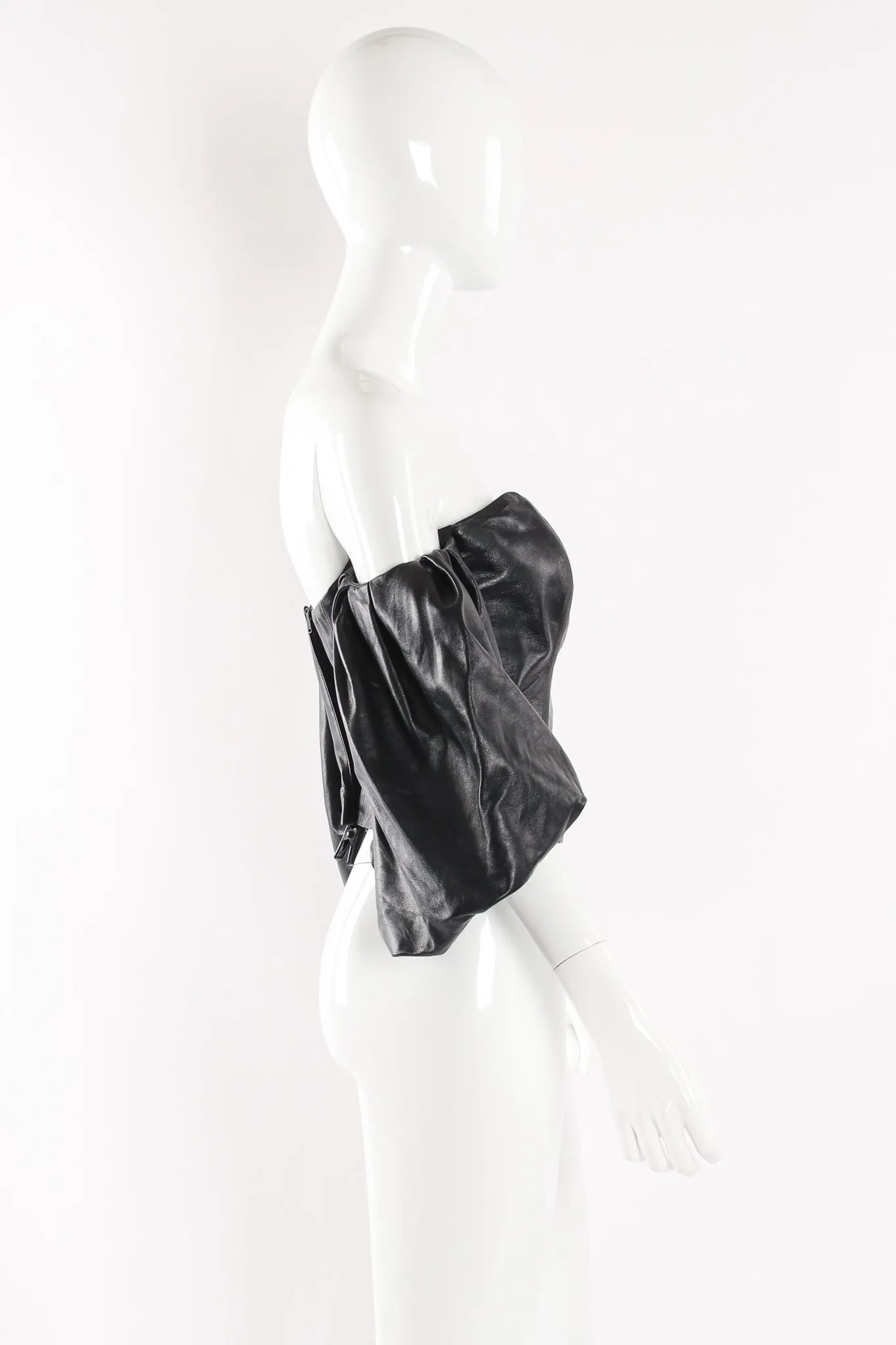 Balloon Sleeve Leather Bustier