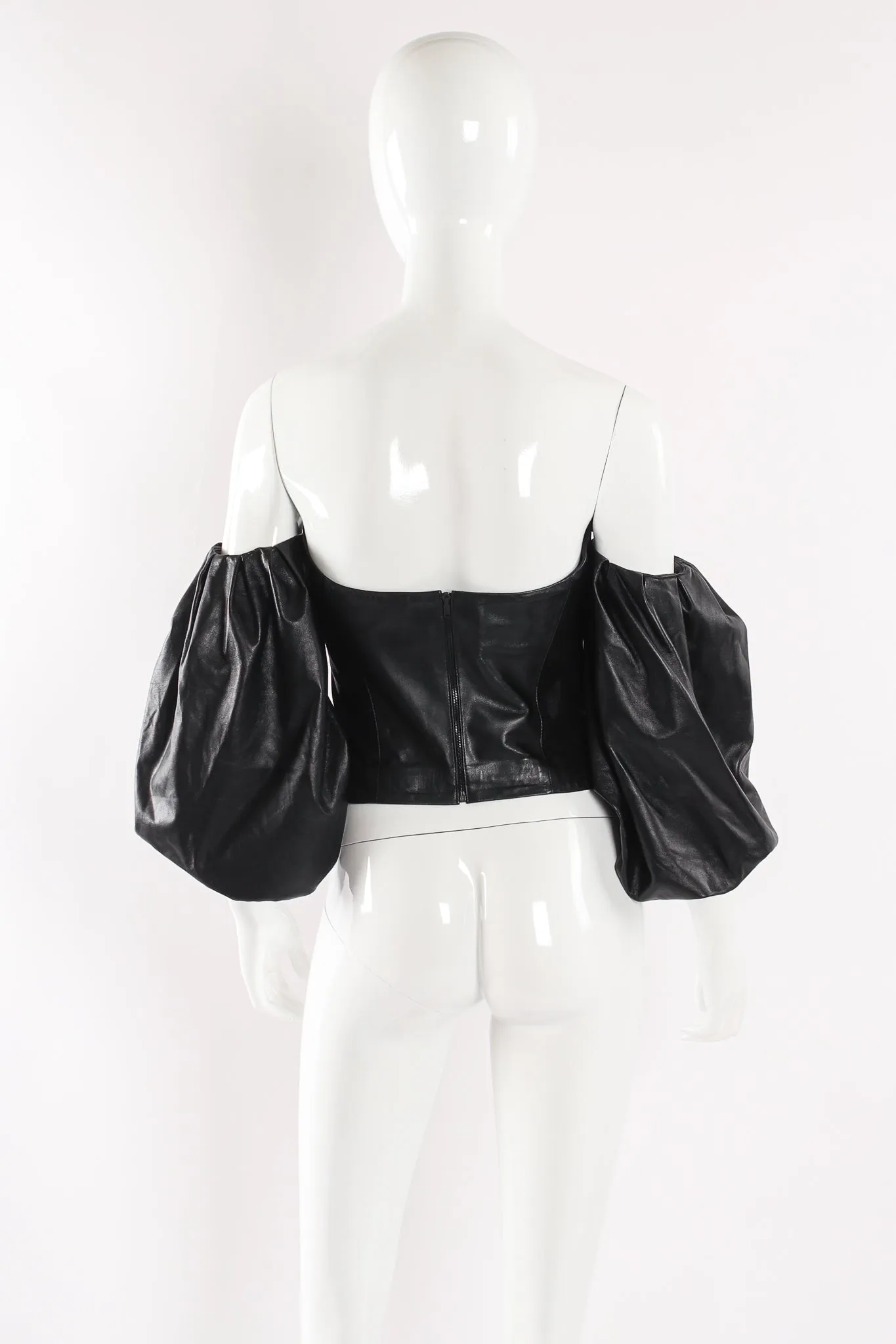 Balloon Sleeve Leather Bustier