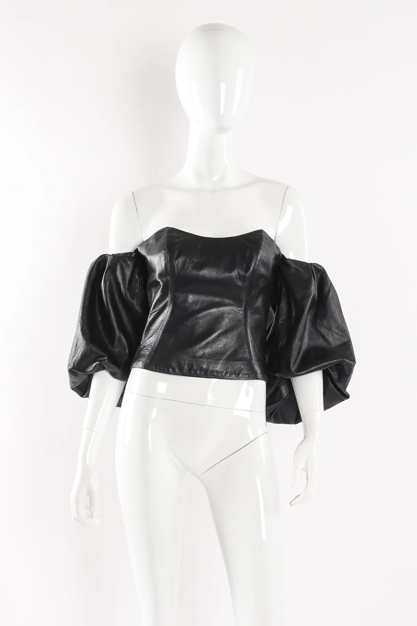 Balloon Sleeve Leather Bustier