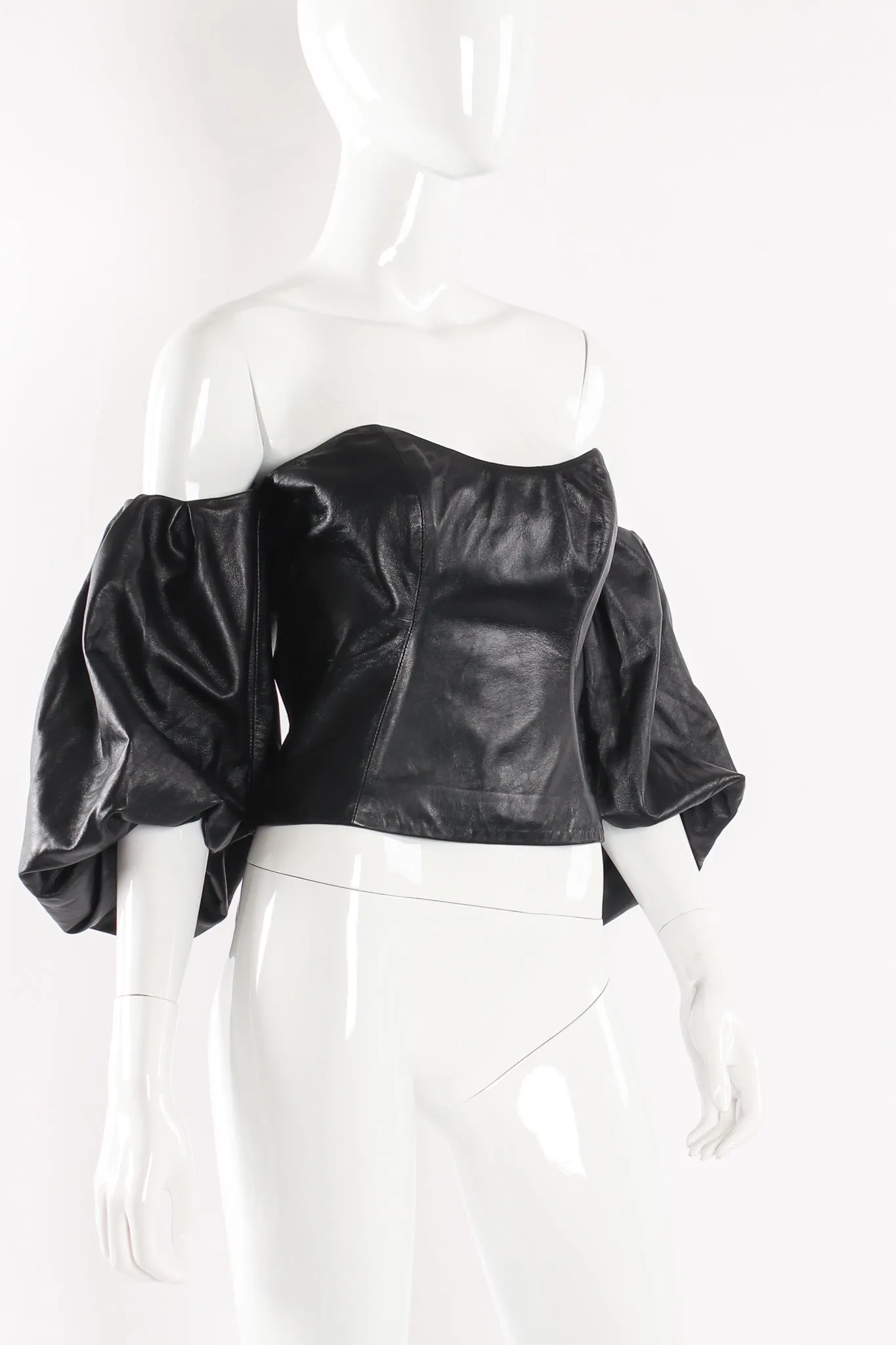 Balloon Sleeve Leather Bustier