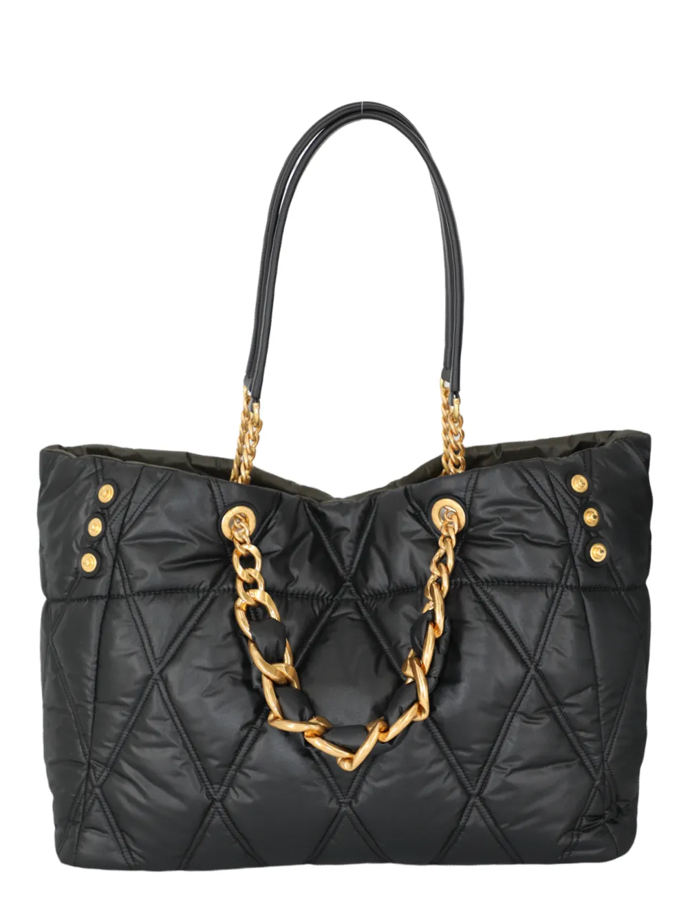 Balmain 1945 Soft Cabas-Grid Quilted Nylon Tote Bag in Noir