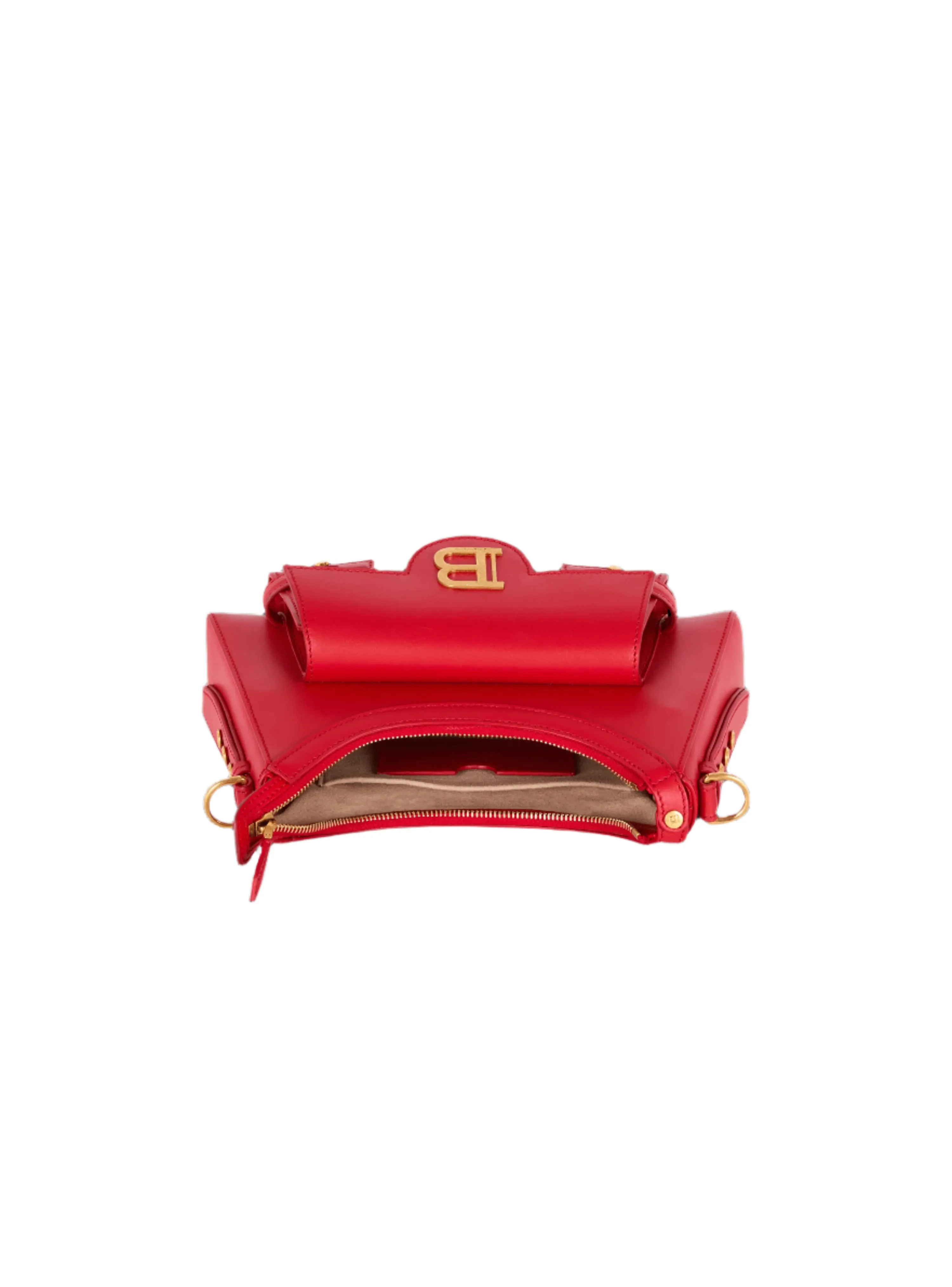 Balmain B-Buzz Hobo-Calfskin Hobo Bag in Rouge