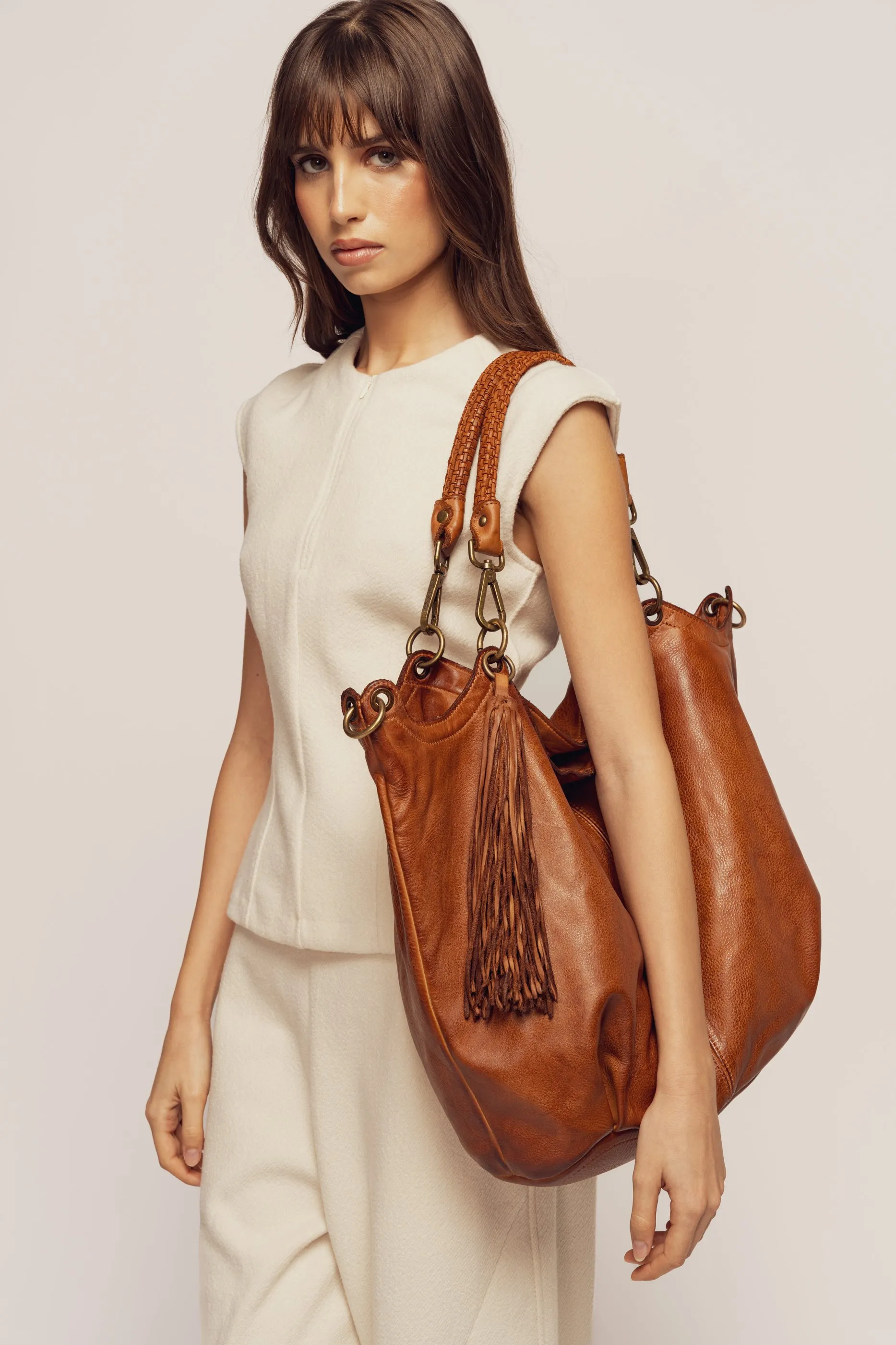 Bayside84 Calla Lily XL Hobo and Crossbody - Cognac
