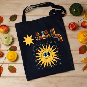Be The Sunshine Black Tote Bag with Zipper