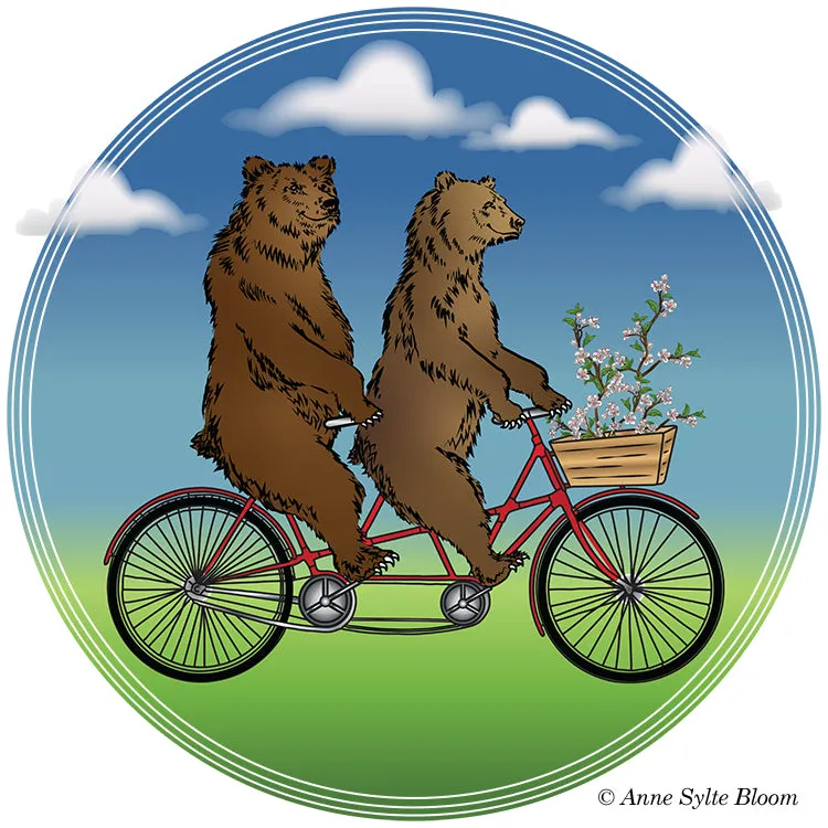 Bears on a Bike Tote Bag