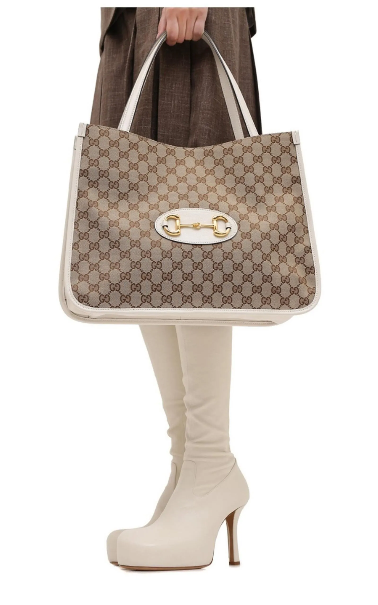 Beige 1955 Horsebit Medium Tote Bag