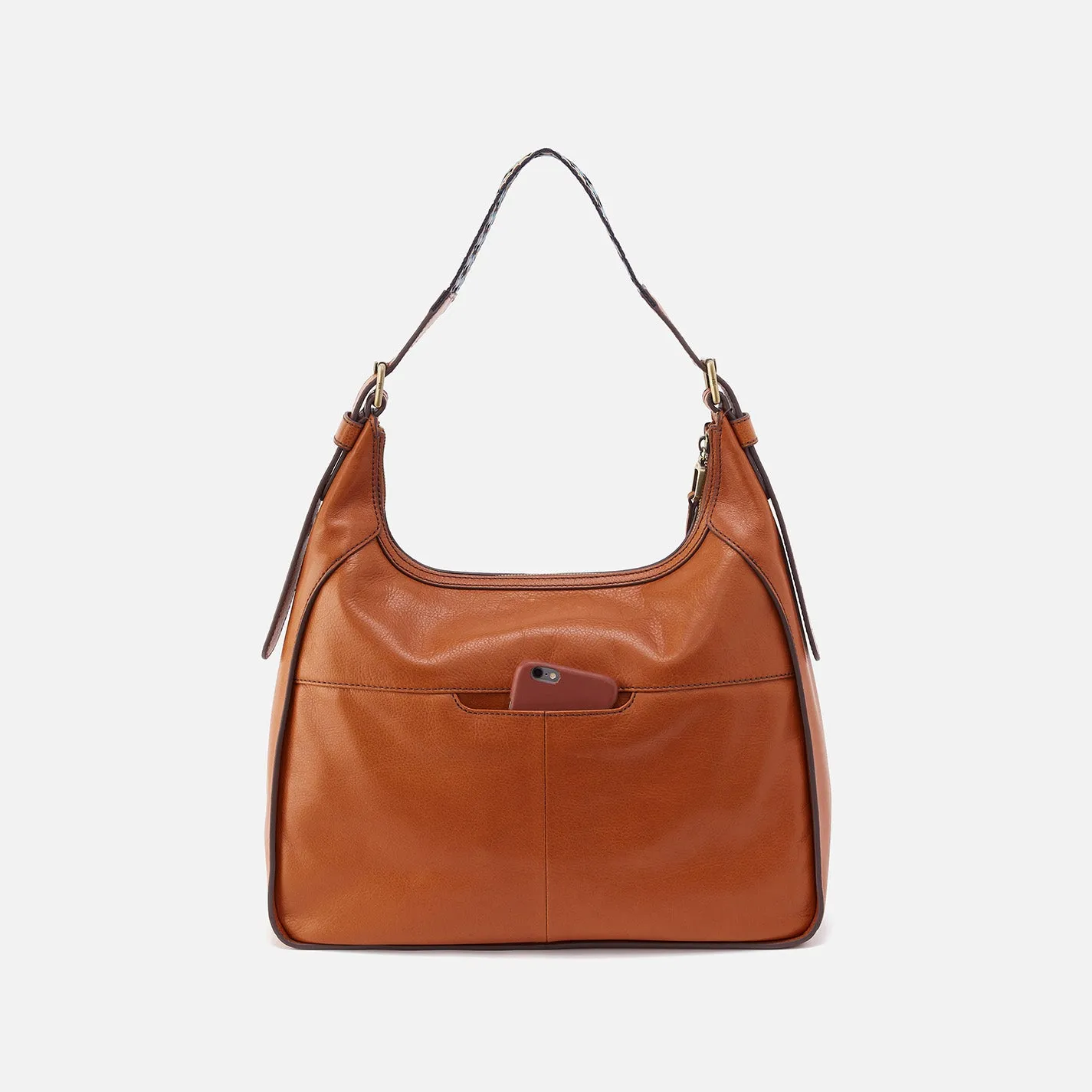 Bellamy Front Zip Hobo in Artisan Leather - Honey Brown
