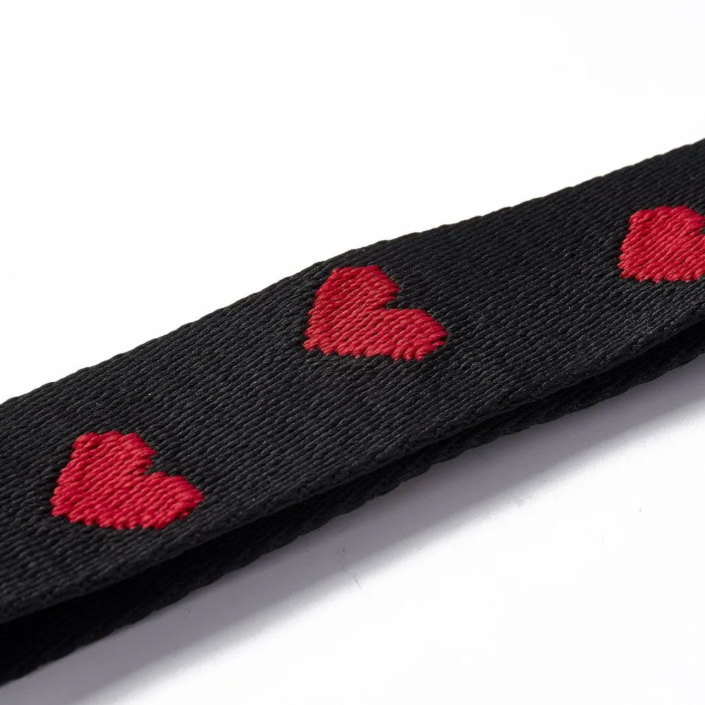 Black and Red Hearts Purse Strap, Bag Strap | 28 - 50 Inch Guitar purse straps