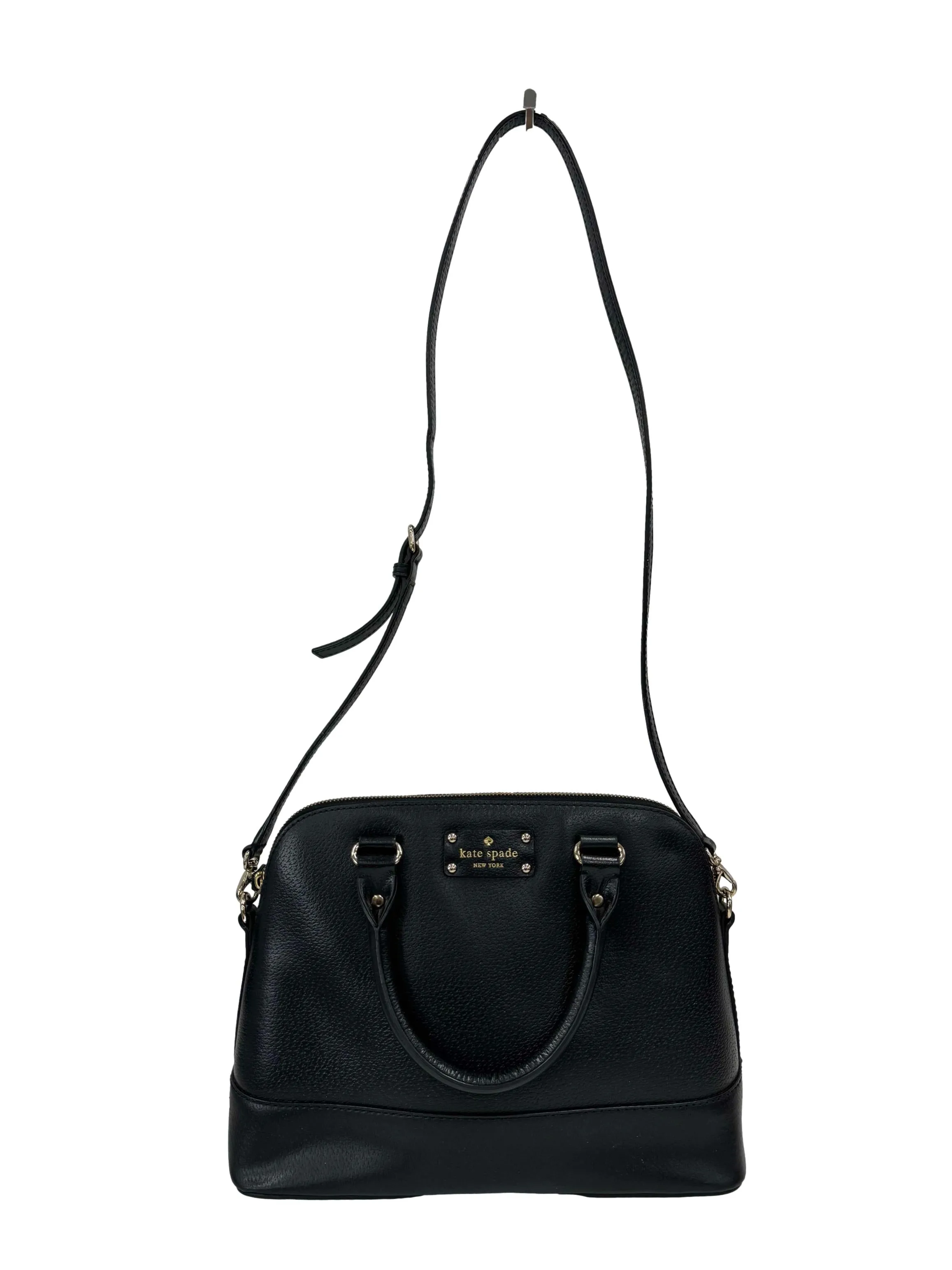 Black Leather Wellesley Rachelle Top Handle Bag