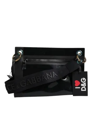Black PVC Leather Pouch Shoulder Strap Bag