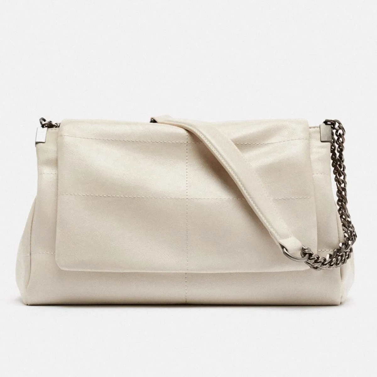 Black Soft Leather Rock Diamond Chain Bag for Women Large Capacity Commuter Hobo Bag