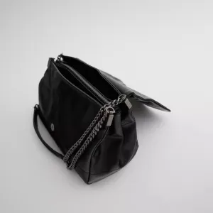 Black Soft Leather Rock Diamond Chain Bag for Women Large Capacity Commuter Hobo Bag