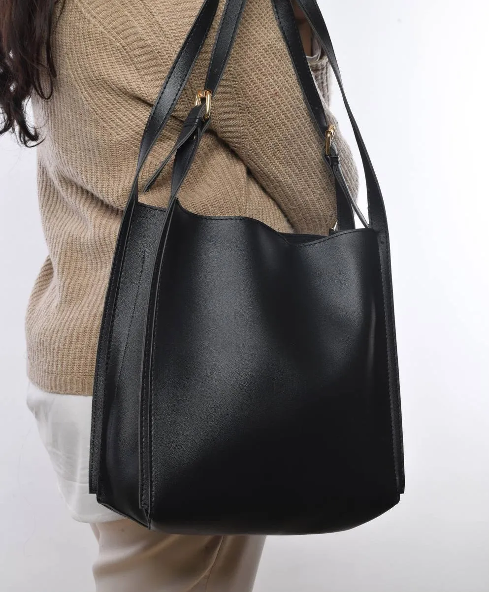 Black tote shoulder bag