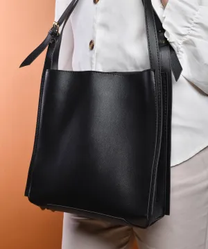 Black tote shoulder bag